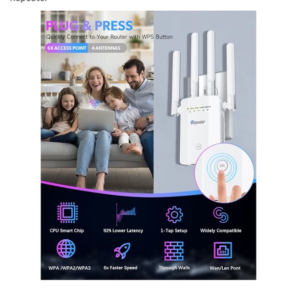 White WiFi Extender Internet Booster for home. Wireless Internet repeater - Picture 7 of 9